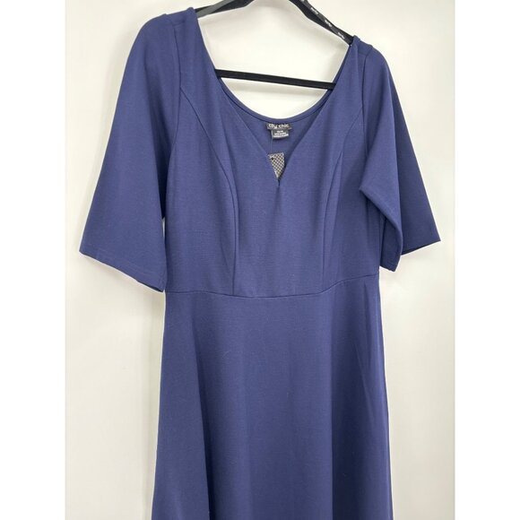 City Chic Fit & Flare Sweetheart Neckline Ponte Stretch Dress Navy Size 14 NEW - Picture 5 of 9